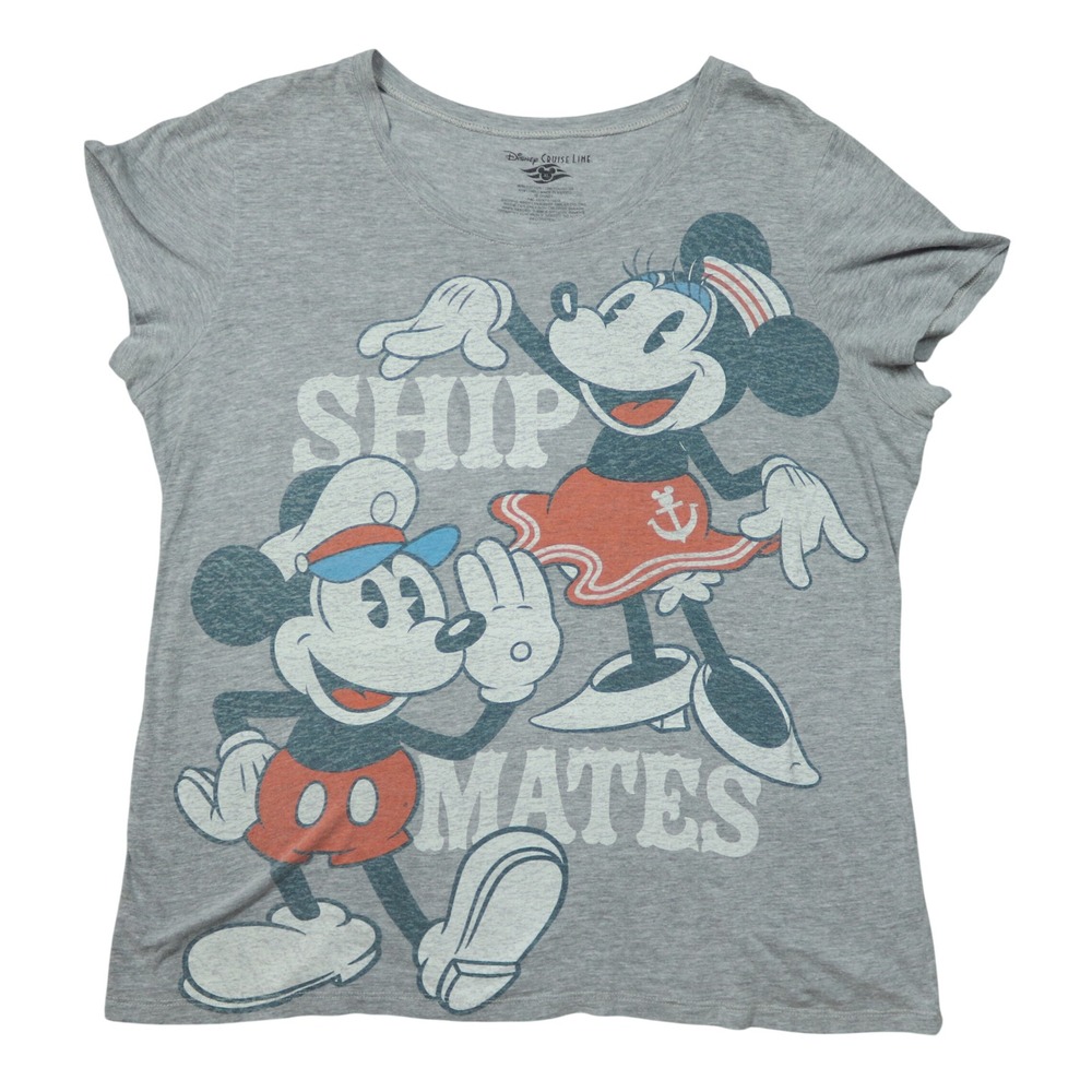 Disney Cruise Line Gray Mickey Minnie Mouse Ship Mates Graphic T Shirt Sz XL